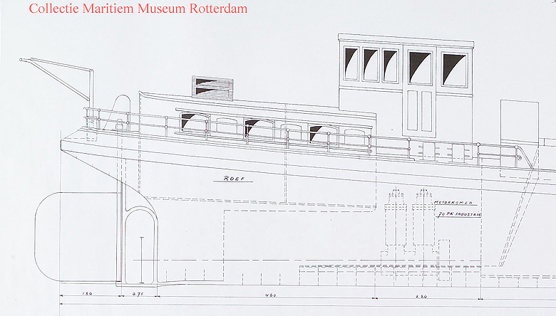 bouwtekening  roef en stuurhut luxe motor bona spes 